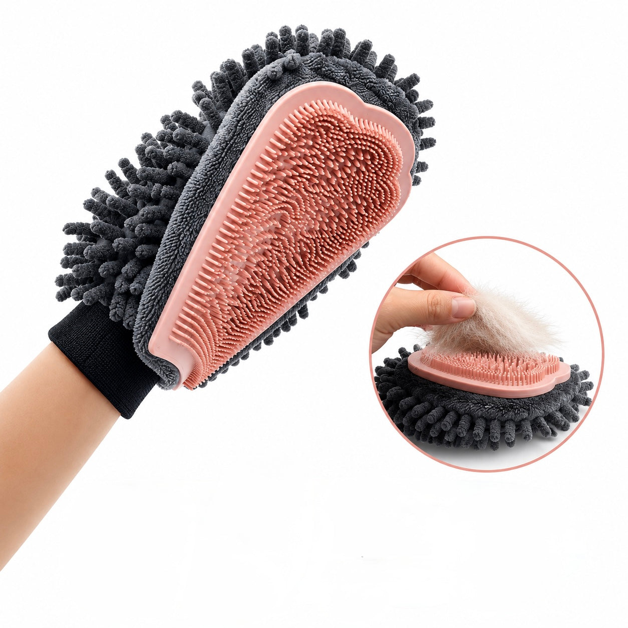Gant de toilettage et de massage 2-en-1